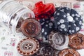 Glass Jar, Neddle Case and Buttons Royalty Free Stock Photo