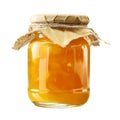 Glass Jar of Orange Marmalade with Burlap Lid Royalty Free Stock Photo