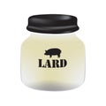 Glass jar with packaged lard