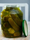 Pickled cucumbers. Concept of vegetarian food