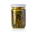 Glass jar with pickled green hot pepper Royalty Free Stock Photo