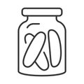 Glass jar pickles line icon vector illustration. Homemade cucumbers vegetable packaged into conserve