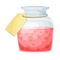 Glass Jar with Pink Potion as Magical Object and Witchcraft Item Vector Illustration