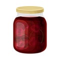 Glass Jar with Preserved Cherry Compote or Jam Vector Illustration