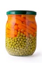 Glass jar of preserved peas