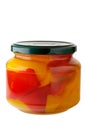 Glass jar of preserved peppers Royalty Free Stock Photo