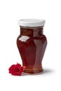 Glass jar with rose petal jam Royalty Free Stock Photo