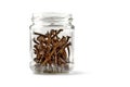 Glass jar with rusty nails Royalty Free Stock Photo