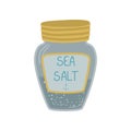 Glass jar of sea salt cartoon vector Illustration