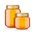 Glass Jar set For Honey, Jam, Jelly or Baby Food Puree realistick Mock Up Template Royalty Free Stock Photo