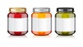 Glass Jar set with white label For Honey, Jam, Jelly or Baby Food Puree Mock Up Template Royalty Free Stock Photo