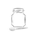 Glass jar and spoon vector sketch