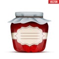 Glass Jar with strawberries jam. Royalty Free Stock Photo