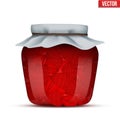 Glass Jar with strawberries jam. Royalty Free Stock Photo