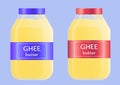 Glass jar with useful natural ghee butter oil