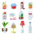 Glass jar vector jam or sweet jelly in mason glassware with lid or cover for canning and preserving illustration