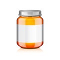 Glass Jar with white label For Honey, Jam, Jelly or Baby Food Puree Mock Up Template Royalty Free Stock Photo