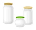 Glass Jars with Closed Lid as Everyday Reused Object Vector Illustration