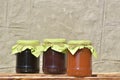 Glass jars with homemade jam Royalty Free Stock Photo