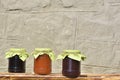 Glass jars with homemade jam Royalty Free Stock Photo
