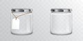 Glass jars with metal libs and tag Royalty Free Stock Photo