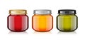 Glass Jars set Mock Up For Honey, Jam, Jelly or Baby Food Puree Royalty Free Stock Photo