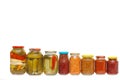 Glass jars with tinned vegetables Royalty Free Stock Photo