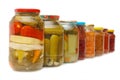 Glass jars with tinned vegetables Royalty Free Stock Photo