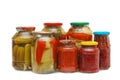 Glass jars with tinned vegetables Royalty Free Stock Photo