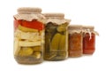 Glass jars with tinned vegetables Royalty Free Stock Photo