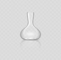 Glass jug 3d realistic icon. Empty glossy glass bottle for wine, juice, lemonade and water serving Royalty Free Stock Photo