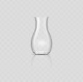 Glass jug empty. Realistic pitcher carafe for beverage serving, water, juice or wine on table