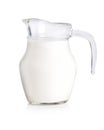 Glass jug of fresh milk isolated on white Royalty Free Stock Photo