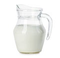 Glass jug of fresh milk isolated on white Royalty Free Stock Photo