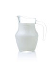 Glass jug of fresh milk isolated on white Royalty Free Stock Photo