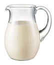 Glass jug of fresh milk isolated on white. With clipping path Royalty Free Stock Photo