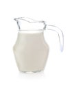 Glass jug of fresh milk isolated on white Royalty Free Stock Photo