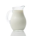 Glass jug of fresh milk isolated on white background Royalty Free Stock Photo