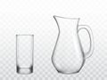 Glass jug and highball glass realistic vector