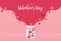 A glass jug with lots of pink hearts. The heart floats in the air. Valentine's Day gift ideas