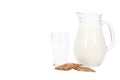 Glass jug with milk isolated on a white background Royalty Free Stock Photo