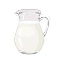 Glass jug of milk Isolated on white background. Vector illustration of  dairy product Royalty Free Stock Photo