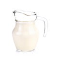 Glass jug pitcher of fresh milk isolated on white background Royalty Free Stock Photo