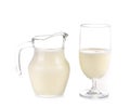 Glass jug pitcher of fresh milk isolated on white background Royalty Free Stock Photo