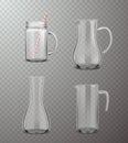 Glass Jugs Realistic Transparent Set