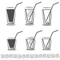 Glass of juice icon set