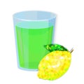 Glass of juice and lemon stylized