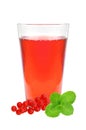 Glass of juice, mint and fresh currant berries