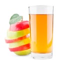 Glass of juice and mixed red-green apple Royalty Free Stock Photo