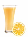 A glass of juice and orange